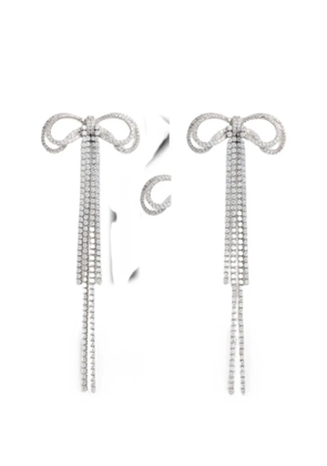 Self-Portrait crystal-embellished bow earrings - Silver