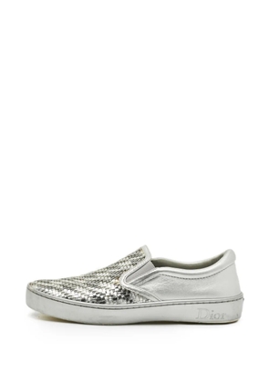 Christian Dior Pre-Owned woven houndstooth sneakers - Silver