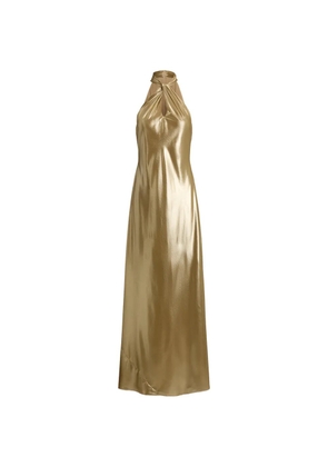 Lauren Ralph Lauren twist-front metallic maxi gown - Gold