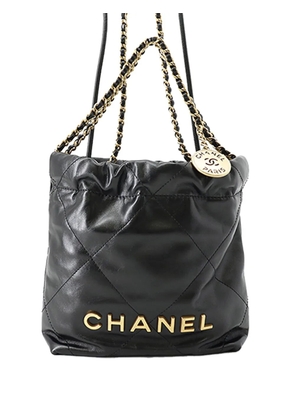 CHANEL Pre-Owned 2021-2026 Mini Shiny Calfskin 22 Handbag satchel - Black
