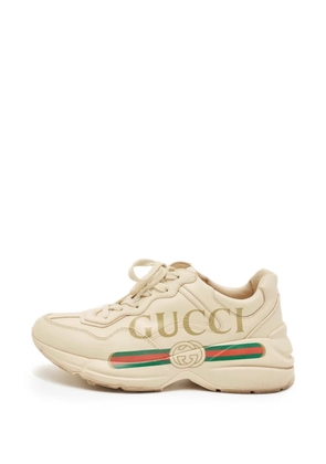 Gucci Pre-Owned Rhyton logo-print sneakers - Neutrals