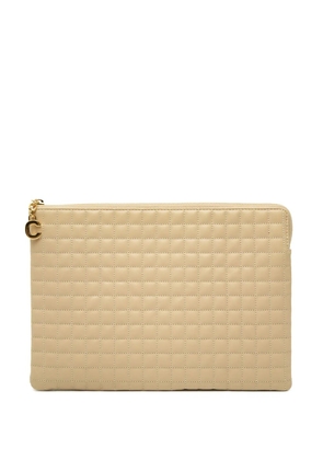 Celine Pre-Owned 2018 Quilted Calfskin C Charm clutch bag - Neutrals