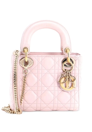 Christian Dior Pre-Owned Lady Dior Chain Bag Cannage Quilt Lambskin Mini satchel - Pink