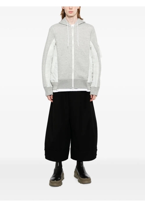 sacai panelled zip-up hoodie - Grey
