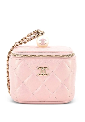 CHANEL Pre-Owned Classic Pearl Vanity Case with Chain Quilted Caviar Mini clutch bag - Pink