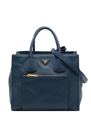 Prada Pre-Owned 2010-2026 Vitello Daino Front Pocket Open Convertible Tote satchel - Blue