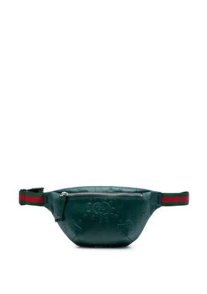 Gucci Pre-Owned 2016-2026 Kids Embossed Calfskin Interlocking G Web UFO belt bag - Green
