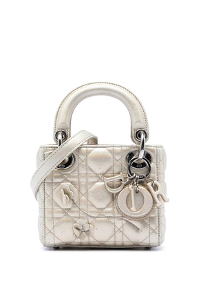 Christian Dior Pre-Owned 2017 Micro Metallic Crinkled Calfskin Lucky Dior Cannage Lady Dior satchel - Gold