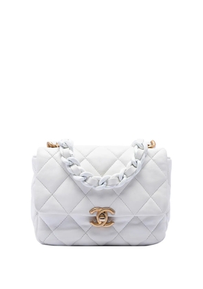 CHANEL Pre-Owned 2021-2026 Mini Quilted Lambskin Lacquered Chain Flap crossbody bag - White