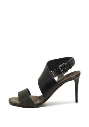Brunello Cucinelli Vintage Monili-embellished ankle-strap sandals - Black