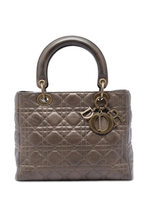 Christian Dior Pre-Owned 2007 Medium Metallic Lambskin Cannage Lady Dior satchel - Brown