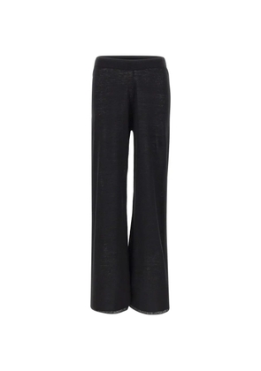 Kangra linen-knit straight-leg pants - Black