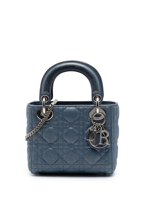 Christian Dior Pre-Owned 2015 Mini Iridescent Lambskin Cannage Lady Dior satchel - Blue