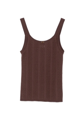 SANDRO pointelle-knit bow-detail top - Brown