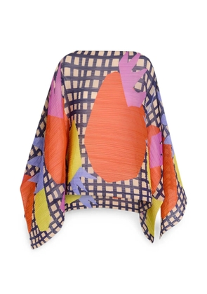 Pleats Please Issey Miyake Market Madame-T pleated abstract-print scarf - Neutrals