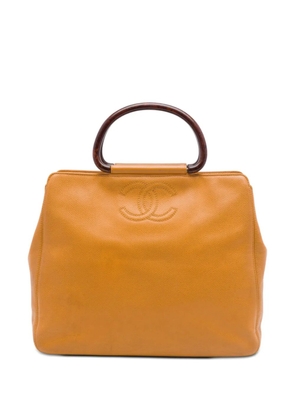 CHANEL Pre-Owned 2000-2002 CC Caviar Wood Top Handle tote bag - Yellow