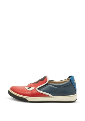 Fendi Pre-Owned Monster Eyes leather sneakers - Red
