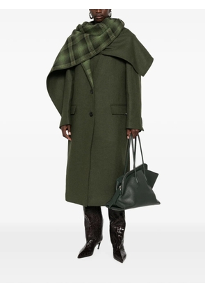 The Attico scarf-detail check-pattern coat - Green