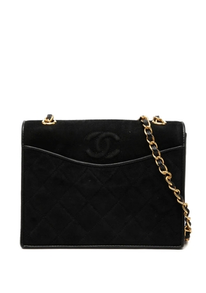 CHANEL Pre-Owned 1989-1991 Small CC Quilted Suede Chain crossbody bag - Black