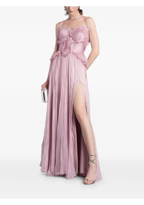 Iris Serban ruffled-trim pleated maxi dress - Pink
