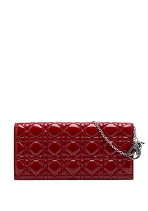 Christian Dior Pre-Owned 2010-2019 Patent Cannage Lady Dior Clutch with Chain crossbody bag - Red