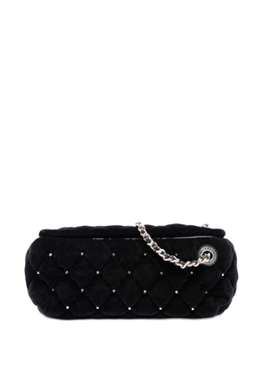 CHANEL Pre-Owned 2021-2026 CC Quilted Velvet Crystal Wristlet clutch bag - Black