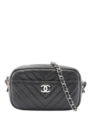 CHANEL Pre-Owned 2018-2019 CC Chevron Caviar Camera Bag crossbody bag - Black