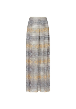 Giorgio Armani bead-embellished patterned maxi skirt - Neutrals