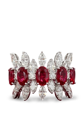 HYT Jewelry ruby and diamond band ring - Silver