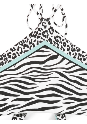 MC2 Saint Barth Nairobi animal-print halterneck bikini top - White