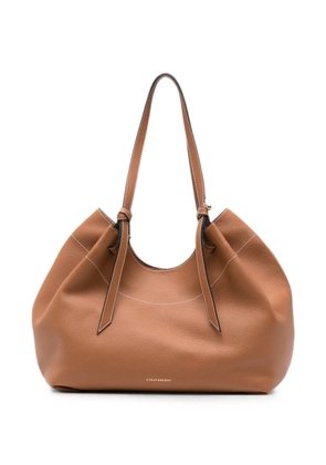 Strathberry Barra contrast-stitch leather shoulder bag - Brown