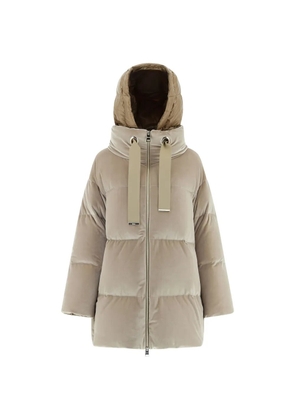 Herno velvet-texture hooded jacket - Neutrals