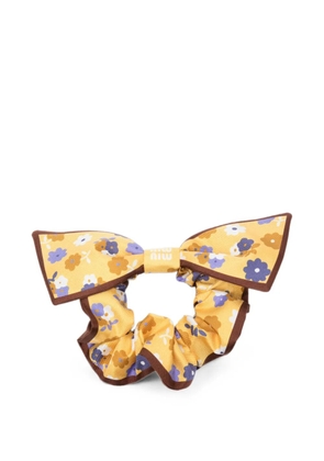 Miu Miu floral-print bow-detail scrunchie - Yellow