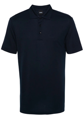 BOSS logo-embroidered polo shirt - Blue