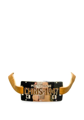 Christian Dior Pre-Owned leather logo-plaque choker - Silver