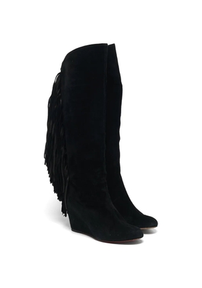 Christian Louboutin Pre-Owned fringe wedge boots - Black