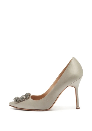 Manolo Blahnik Manolo Blahnik Hangisi Size 38.5 Grey Satin Pumps - Neutrals