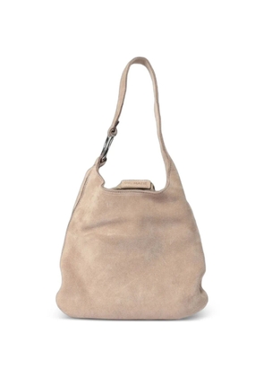 Vic Matie suede logo-patch shoulder bag - Neutrals