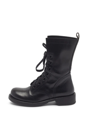 Louis Vuitton Pre-Owned Monogram lace-up combat boots - Black