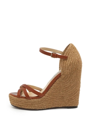 Jimmy Choo Pre-Owned crossover strap wedge sandals - Neutrals