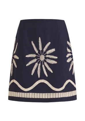 Marie Oliver Orlee embroidered cotton skirt - Blue
