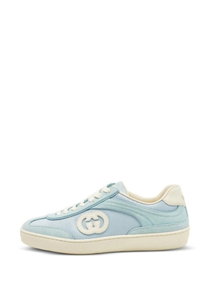 Gucci Pre-Owned G75 lace-up suede-trim sneakers - Blue