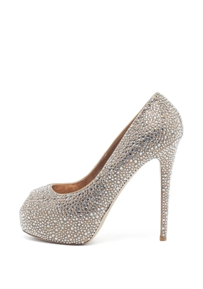Le Silla crystal-embellished peep-toe pumps - Silver