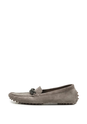 Brunello Cucinelli Monile calf suede smoking slippers - Grey