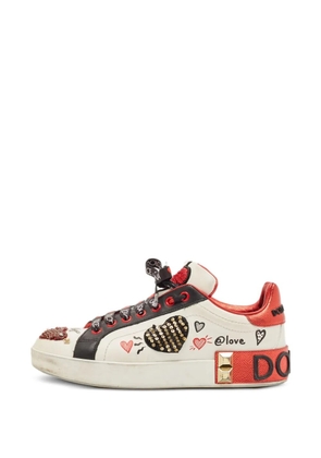 Dolce & Gabbana Pre-Owned Portofino heart-embellished sneakers - White