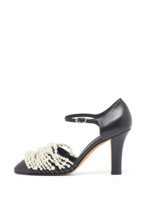 CHANEL Pre-Owned CC pearl-embellished Mary Jane pumps - Black