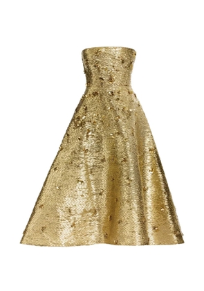 Elie Saab bead-embroidered strapless midi dress - Gold