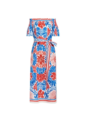 Marie Oliver Lola off-shoulder floral-print midi dress - Blue