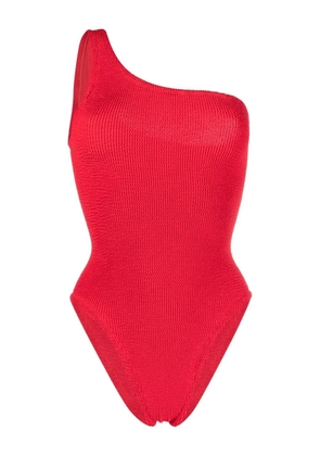 Hunza G seersucker one-shoulder swimsuit - Red
