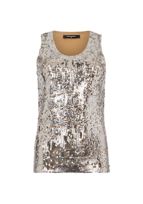 DSQUARED2 chic night all over paillettes tank top - Silver